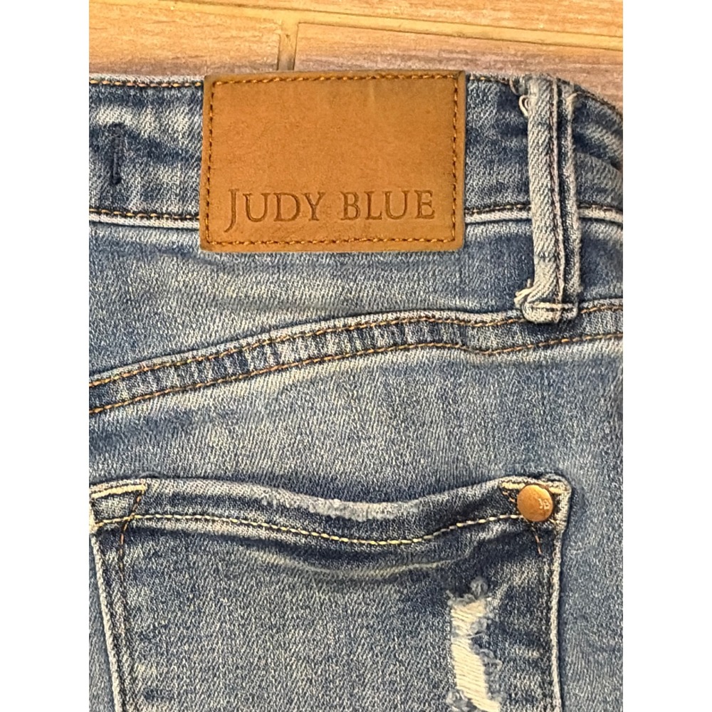 Judy Blue High Waist Distressed Wide Leg Jeans Medium Wash Size 3/26‎ - Picture 10 of 10